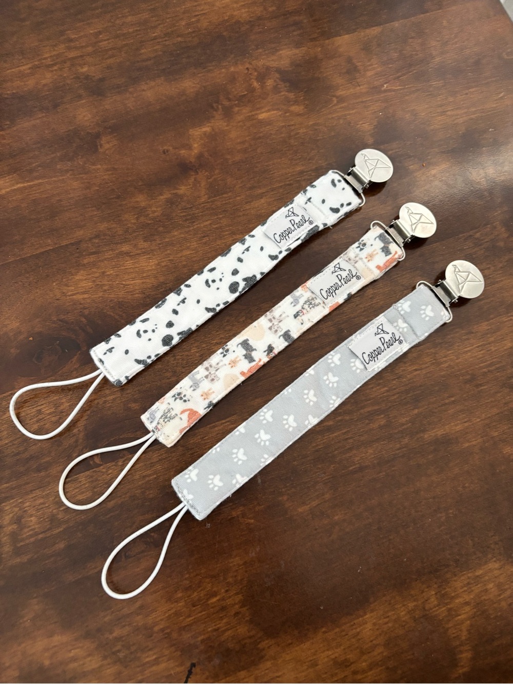 Copper Pearl - Set of 3 Pacifier Clips